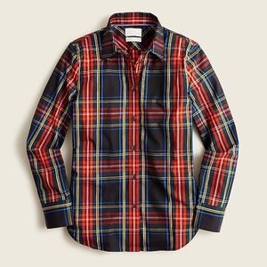 J. Crew slim-fit stretch cotton poplin perfect shirt / Stewart tartan plaid / L